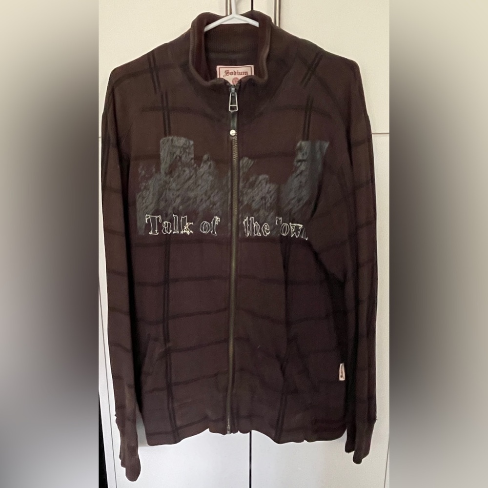 Sodium Men’s Zip-Up Sweater Sweatshirt Size Medium M Brown